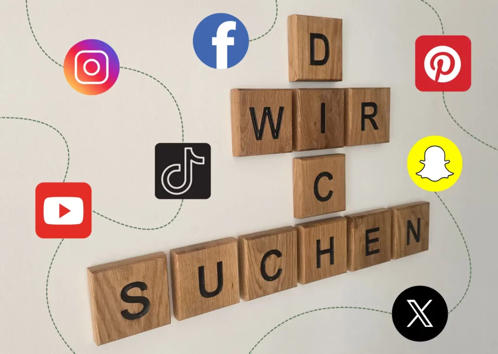 influencer gesucht als suchanzeige mit holzbuchstaben be.massive